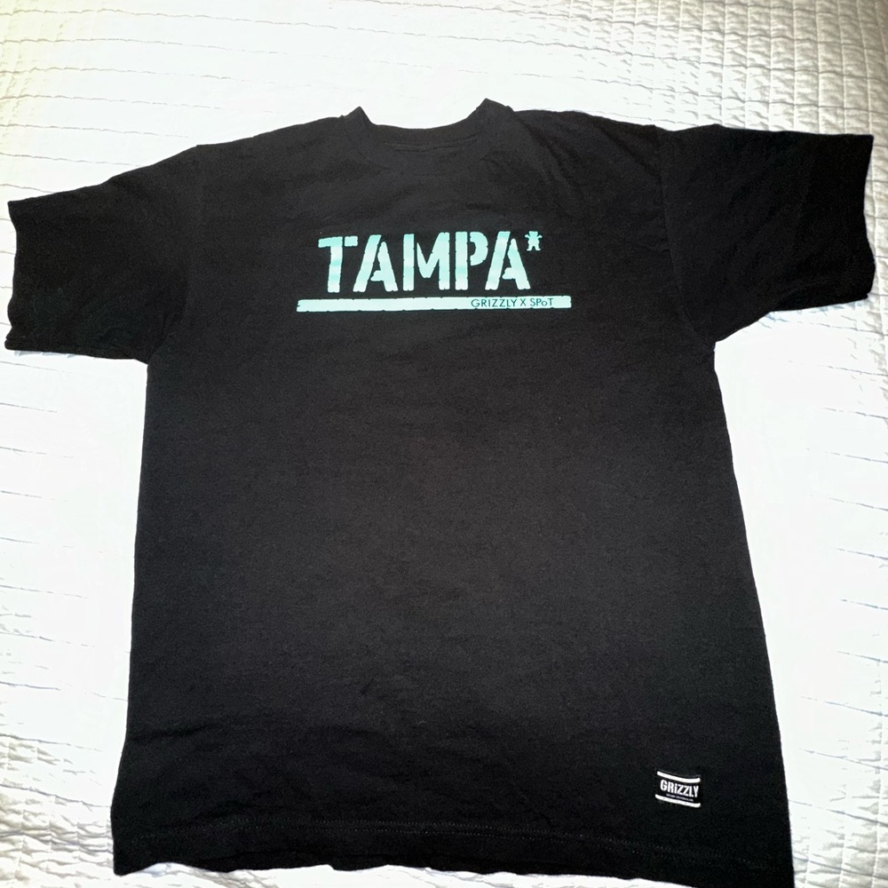 Grizzly Griptape x SPoT Tampa Skatepark T-Shirt Mens Large Black Graphic Tee